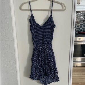 Jack Surfboards Navy and White Checkered Dress with back tie and cutout | M